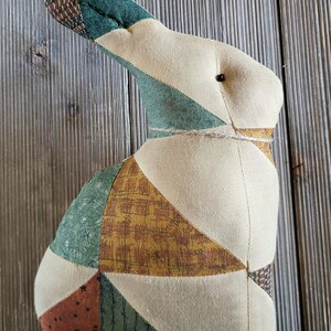 Quilted Rabbit,coffee Stained Rabbit,easter Decor,easter Bunny,easter