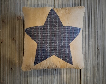 Primitive Star Pillow,pillow,star pillow,primitive decor,farmhouse decor,farmhouse star pillow,small primitive pillow,Navy star pillow