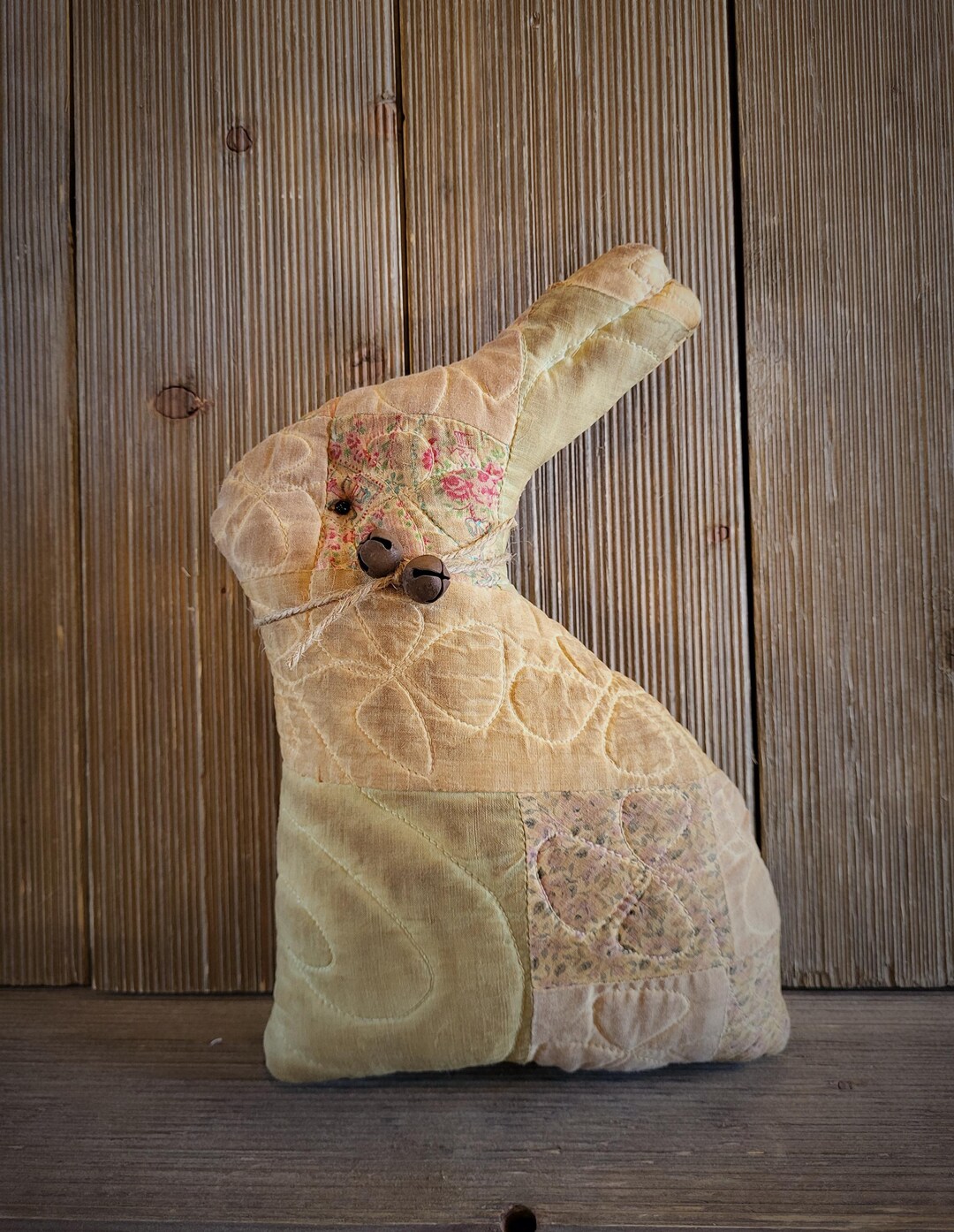 Quilted Rabbit,grungy Coffee Stained Rabbit,easter Decor,easter Bunny ...