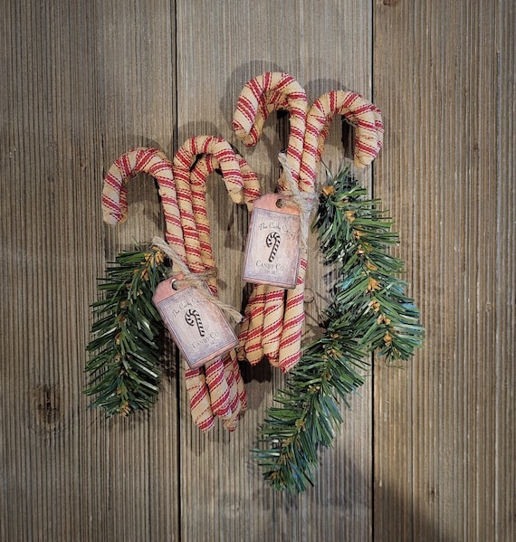 Primitive Candy Cane,coffee Stained Candy Cane,primitive Christmas