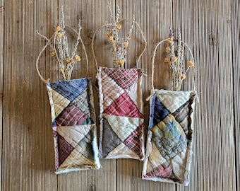 Quilted Peg Rail Hanger: Rustic Lavender Dried Flower Bag