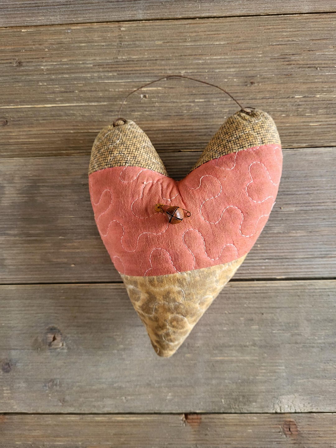 Quilted Heart, Hanging Quilt Heart, Valentine Decor, Stuffed Heart ...