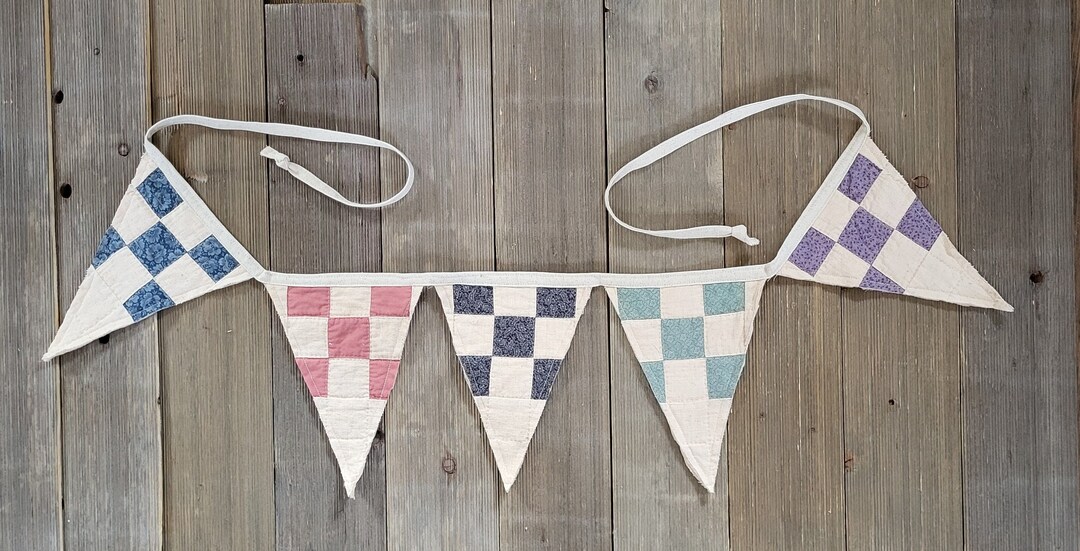 Quilted Banner,vintage Quilt Pennant Banner,repurposed Quilt,quilted ...