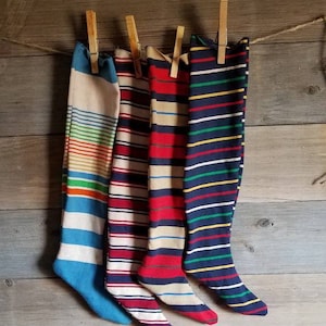 Primitive Peasant Stocking,stocking,rustic peasant stocking,striped peasant stocking,grungy stocking,primitive stocking
