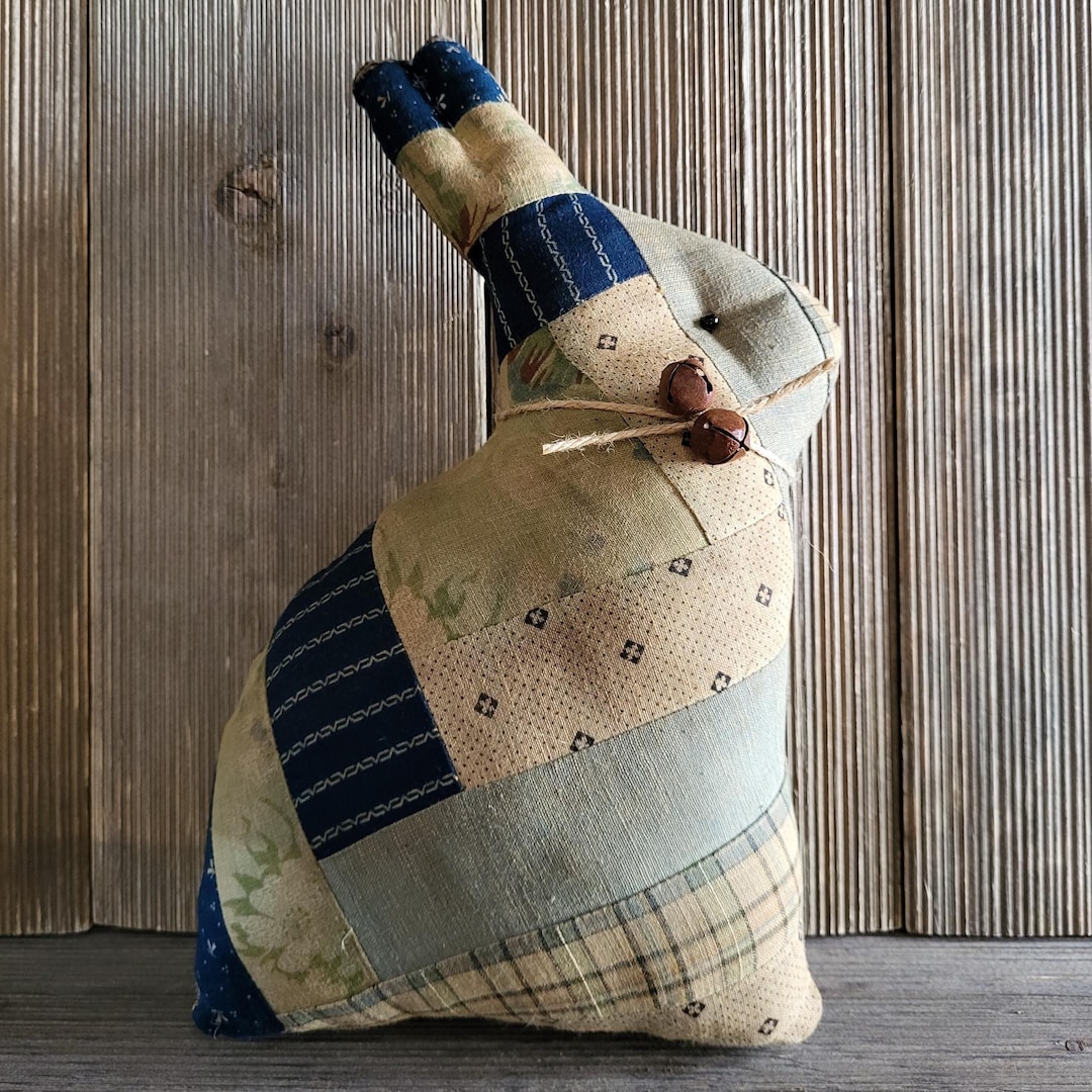 Quilted Rabbit Quilted Rabbit,coffee Stained Rabbit,easter Decor,easter Bunny,easter ...