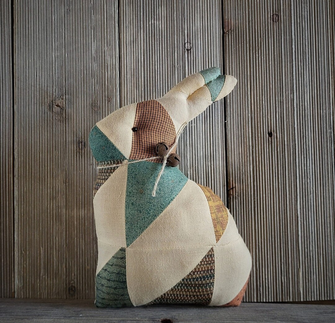 Quilted Rabbit,coffee Stained Rabbit,easter Decor,easter Bunny,easter ...