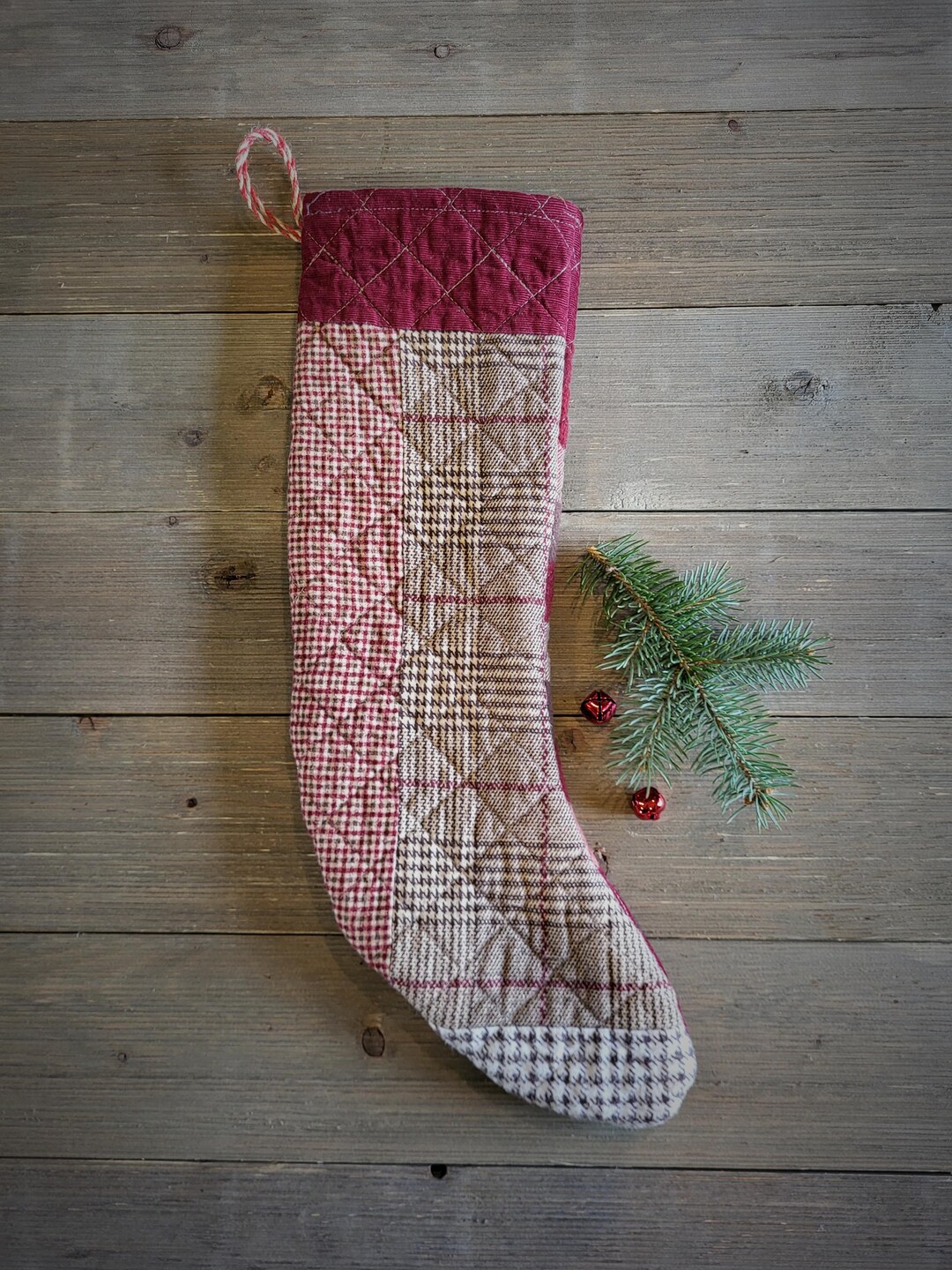 Quilted Christmas Stocking,primitive Christmas Stocking,christmas ...
