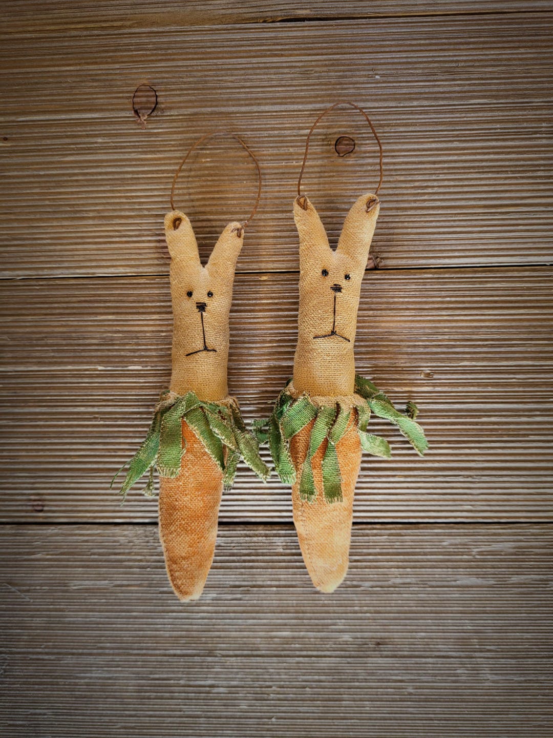 Primitive Rabbit, Bundle of 2 Primitive Rabbit Peg Rail Hangers, Easter ...