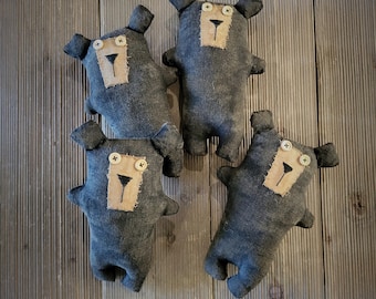 Primitive Teddy Bear,baby bear,primitive baby bear,coffee stained small bear,bear lover,primitive decor,small bear shelf sitter,baby bear
