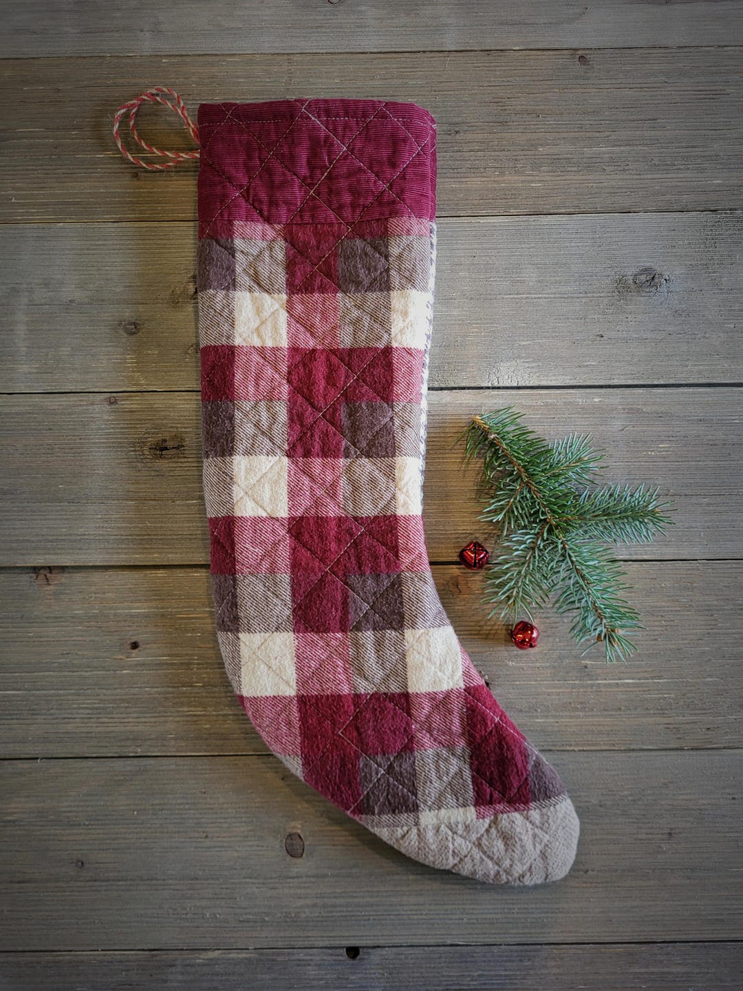 Quilted Christmas Stocking,primitive Christmas Stocking,christmas ...