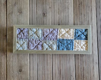 Framed Vintage Quilt, Vintage quilts, quilt framed picture ,vintage decor, quilt in a frame, antique framed quilt piece,quilted frame art