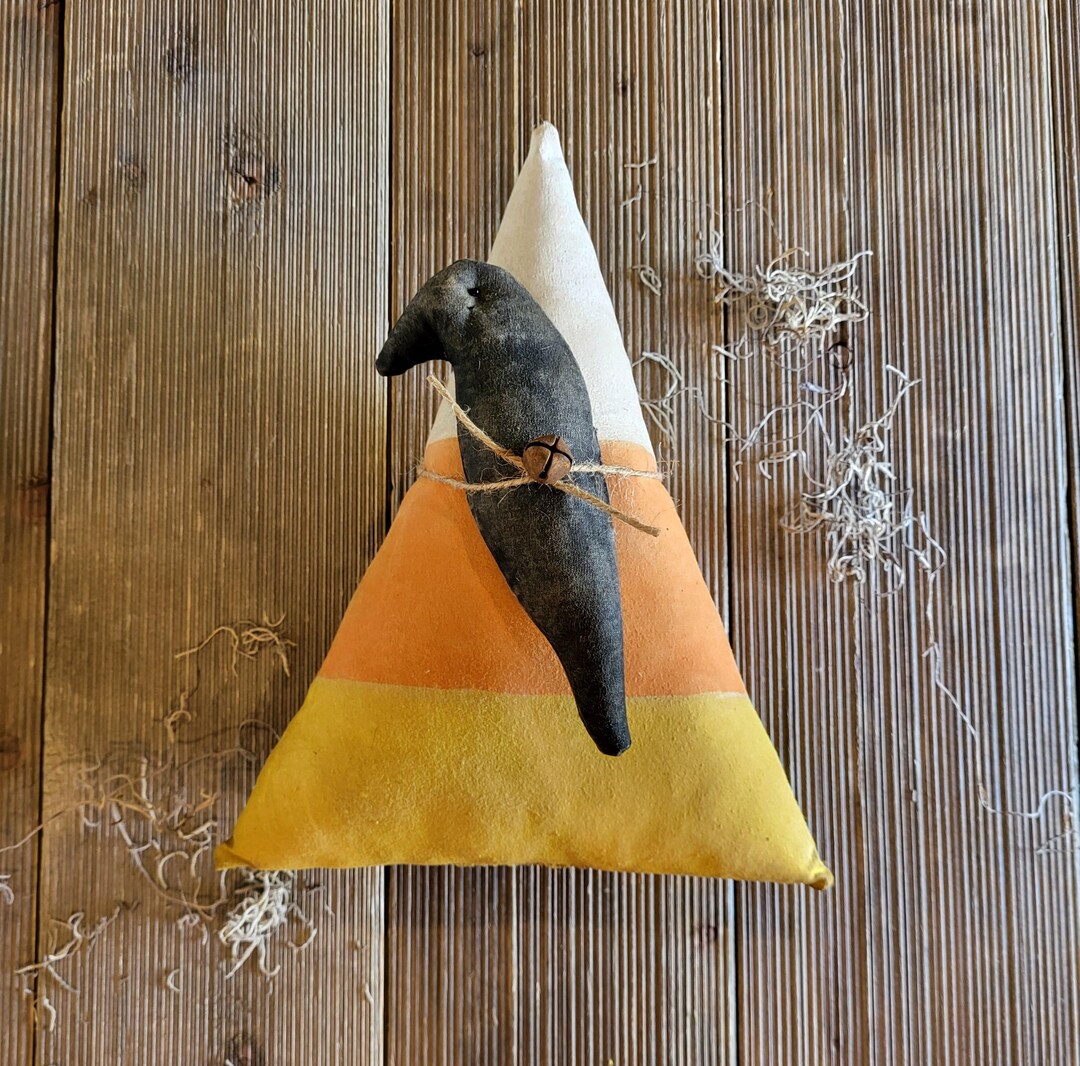 Primitive Candy Corn and Crow Fall Decor: Hand-painted Muslin - Etsy