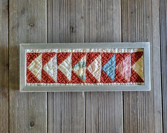 Framed Vintage Quilt, Vintage quilts, quilt framed picture ,vintage decor, quilt in a frame, antique framed quilt piece,quilted frame art