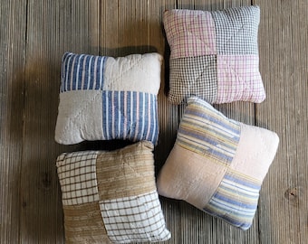 Small Hand Quilted Pillow,vintage quilt block pillow,shelf tuck pillow,4 patch pillow,little quilt pillow,5.5"x5"quilted pillow