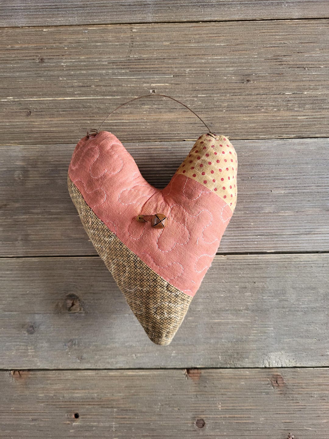 Quilted Heart, Hanging Quilt Heart, Valentine Decor, Stuffed Heart ...