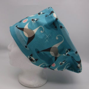 MCM Cat with pink ball Scrub Hat, Euro Style Hat, Adjustable Hat, OR Hat, Surgery Hat