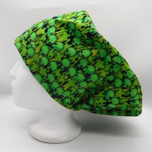 Little Green Men Scrub Hat, Euro Style Hat, Adjustable Hat, OR Hat, Surgery Hat