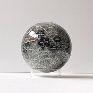 Moon Globe with Stand - Made from Magnetic Tiles, Space Gift, Space Decor