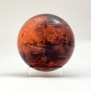 Globo terráqueo de Marte con soporte: hecho con placas magnéticas, regalo espacial, decoración astronómica