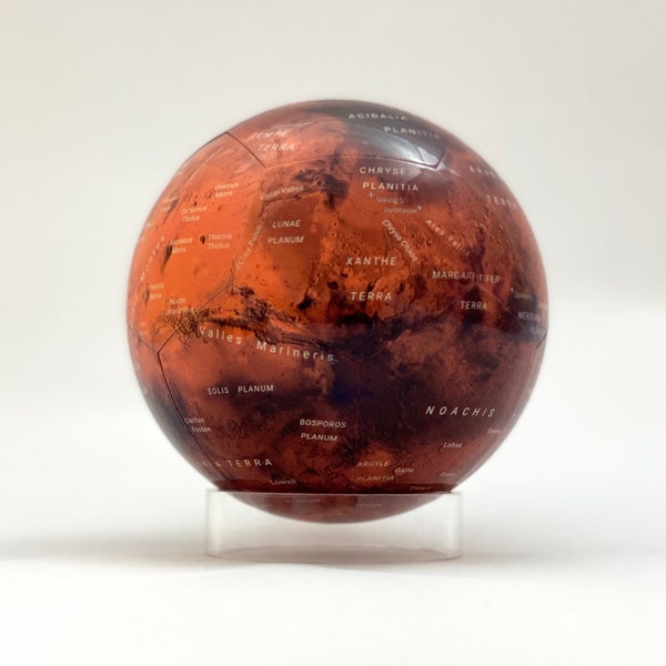 Magnetic Mars Globe with Stand - 4" 16 Piece Mars Puzzle, Space Gift, Astronomy Decor