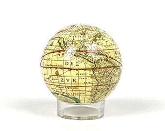 Antique Map Globe with Stand - Made from Magnetic Tiles, Map Collector, Antique Decor