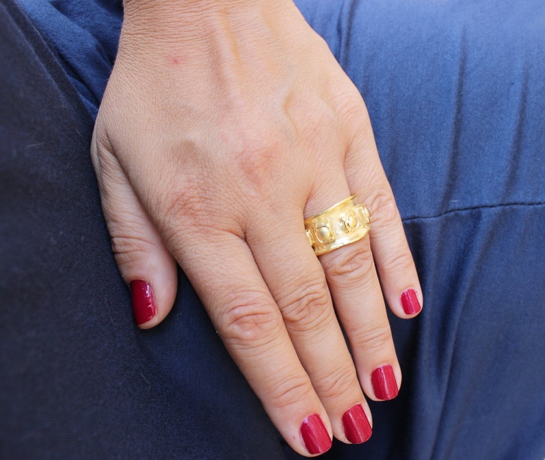 Dotted Band Ring Adjustable 24K Matte Gold plated unisex top quality Turkish Boho jewellery yzk112A