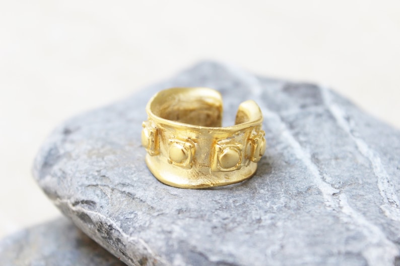 Dotted Band Ring Adjustable 24K Matte Gold plated unisex top quality Turkish Boho jewellery yzk112A