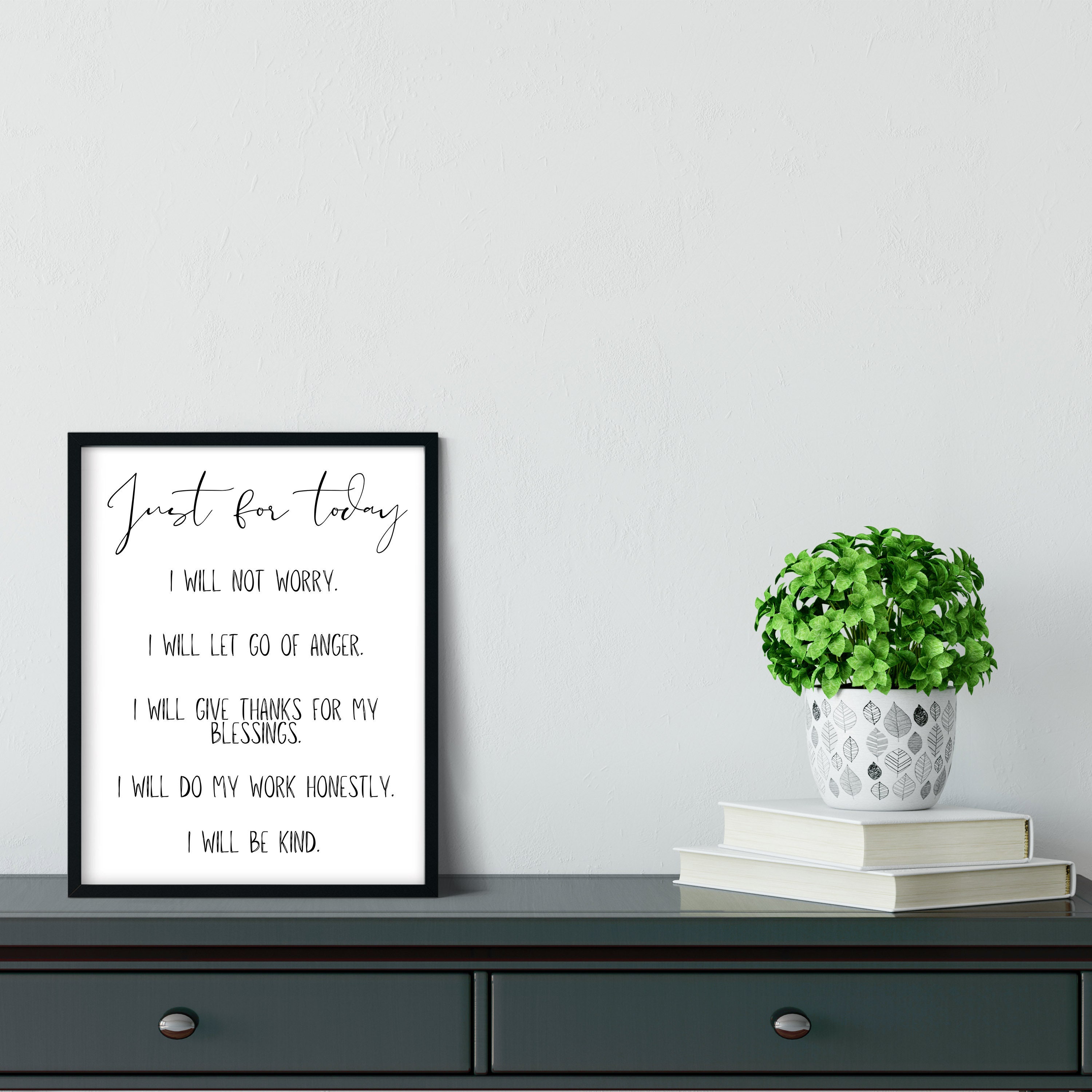 Printable Reiki Principles Wall Art/ Just for Today/ Motivational Wall ...