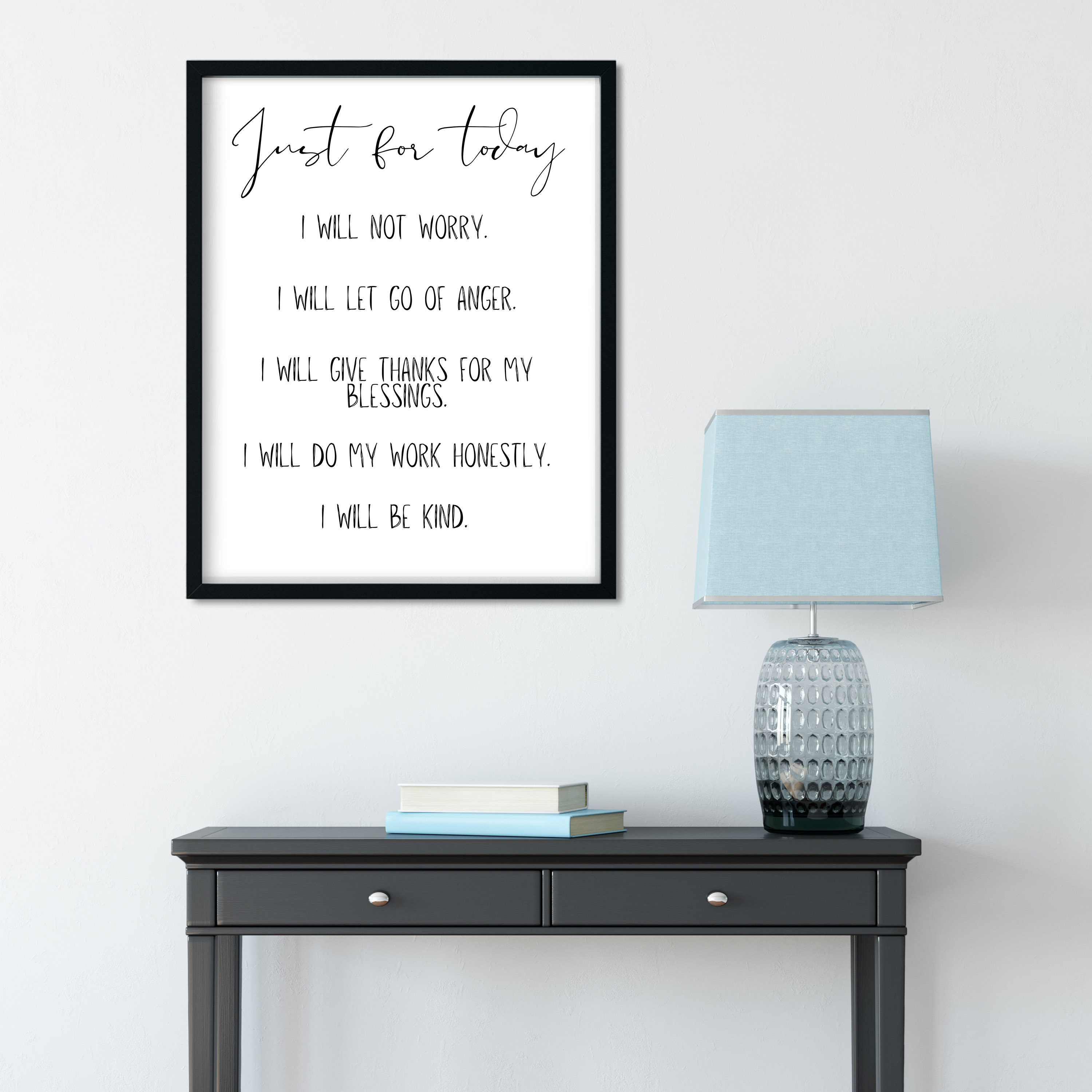 Printable Reiki Principles Wall Art/ Just for Today/ Motivational Wall ...