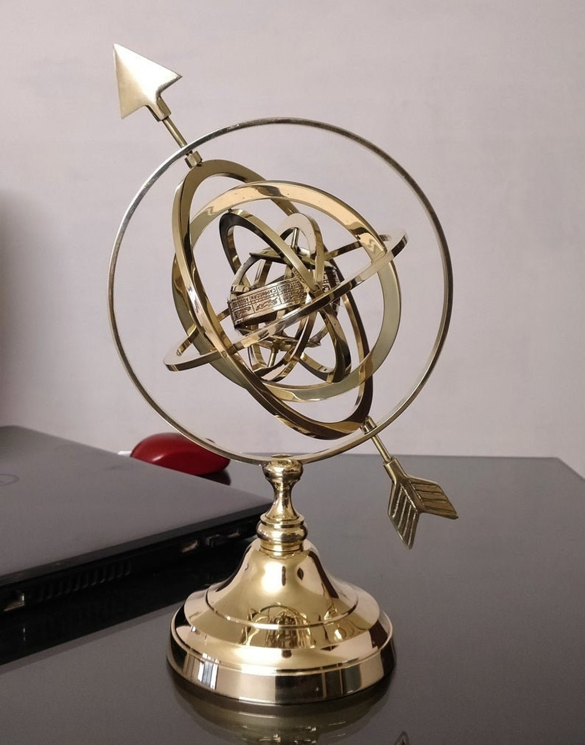 Sfera Armillare In Ottone Anticato Castle Instruments - 28cm, Con Zodiaco, Base Legno - Foto 8