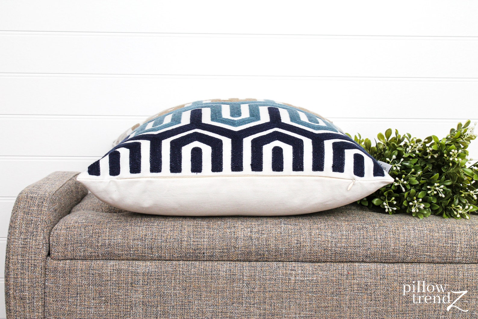 Decorative Pillow Blue Grey Cushion Pillow Cover Throw Etsy
