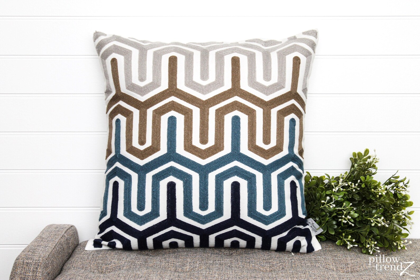 Decorative Pillow Blue Grey Cushion Pillow Cover Throw Etsy