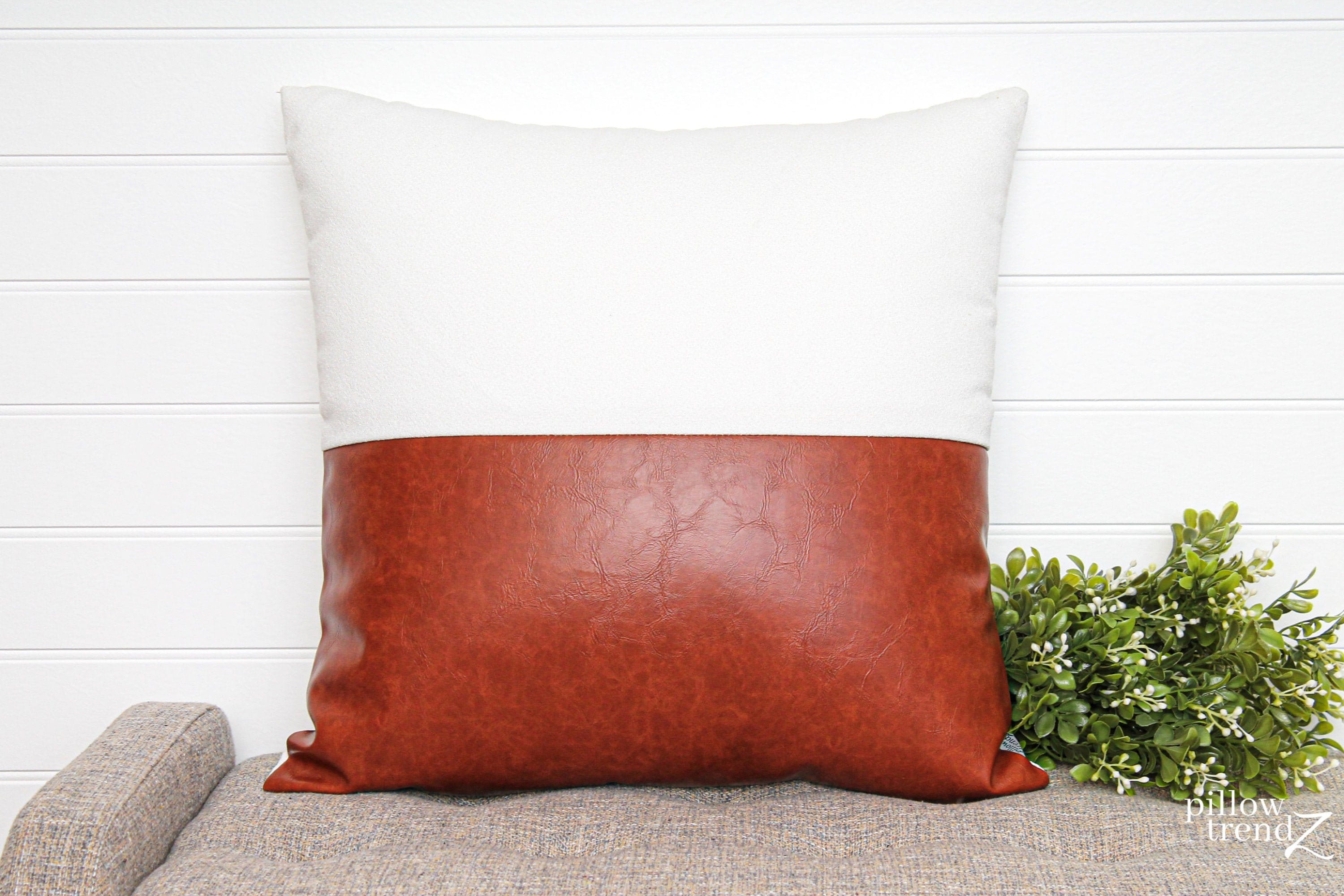 Decorative Pillow Leather White Cushion Pillow Cover Throw Etsy