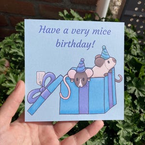 Biglietto di compleanno con topi / Biglietto di auguri con topi / Illustrazione con topi / Regalo per amanti dei topi / Cartolina carina