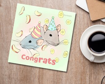 Rat verjaardagskaart | Fancy rattenkaart | gefeliciteerd | cadeau voor rattenliefhebber