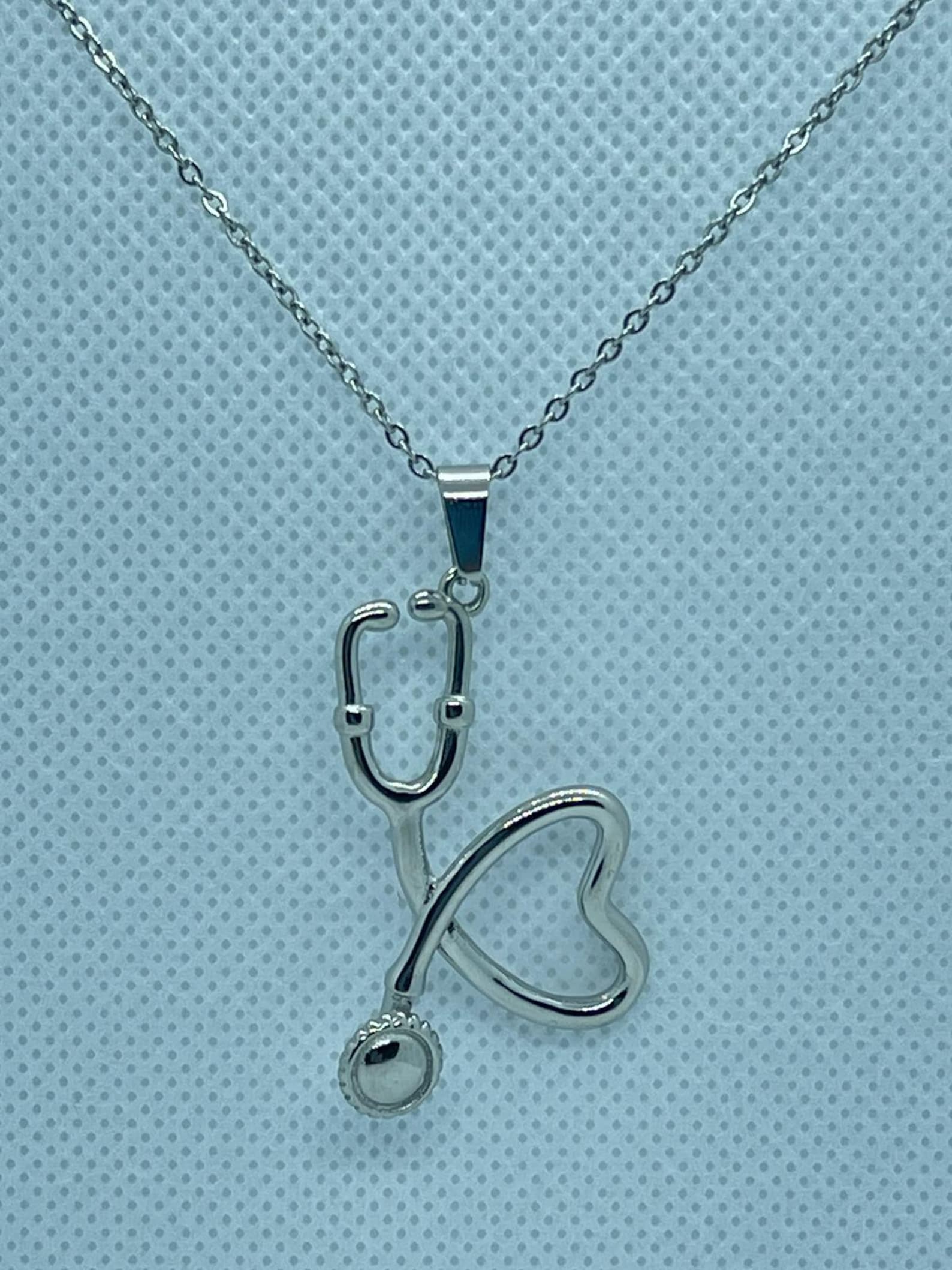 Stethoscope Necklace Gold Stethoscope Heart Charm Necklace Etsy
