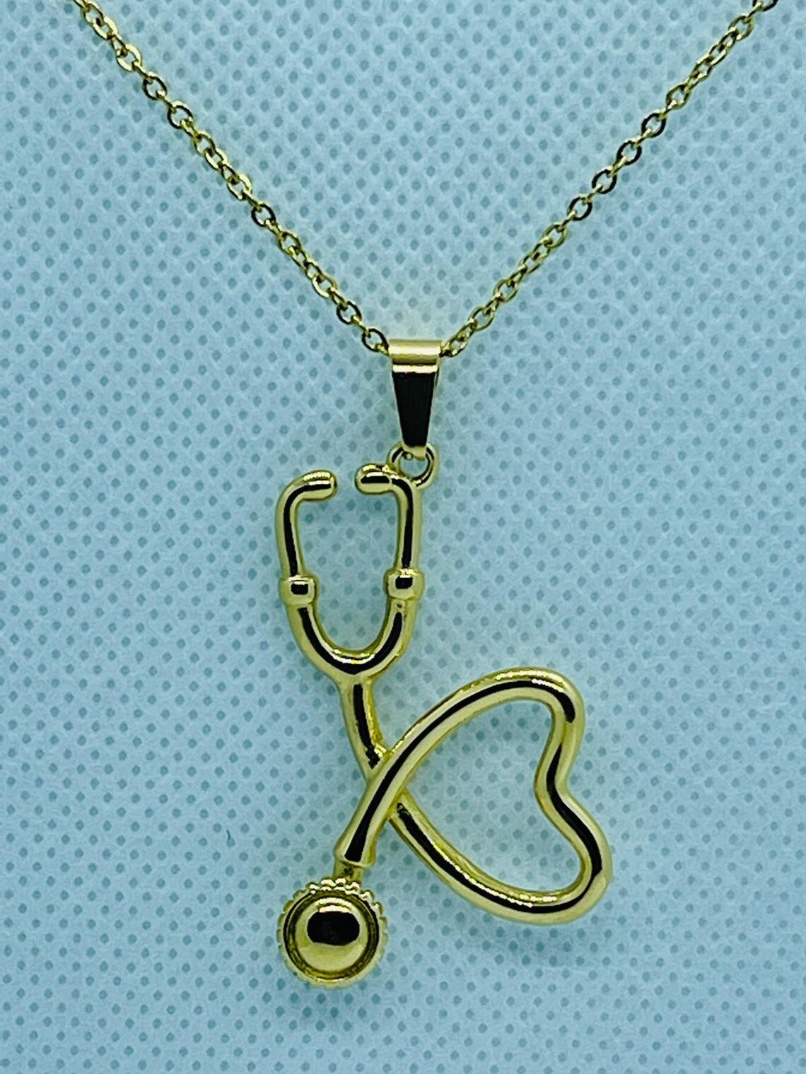 Stethoscope Necklace Gold Stethoscope Heart Charm Necklace Etsy