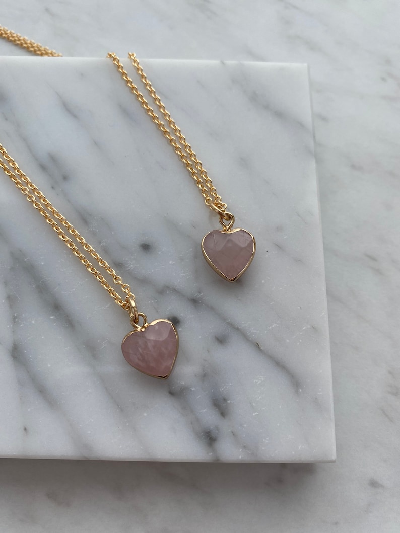 Dainty Rose Quartz Heart Necklace