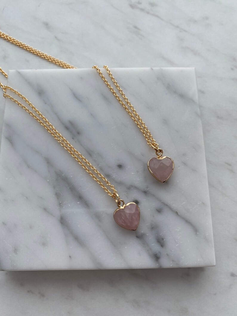 Dainty Rose Quartz Heart Necklace