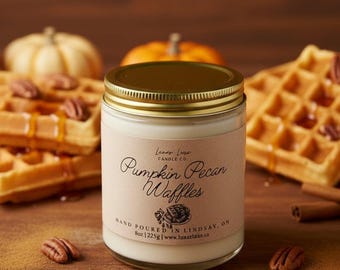 Pumpkin Pecan Waffles Candle | Soy Candle | Pumpkin & Pecan Scent | Sweet Bakery Fragrance | Cozy Fall Home Fragrance | Autumn Candle