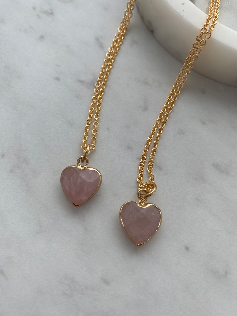 Dainty Rose Quartz Heart Necklace