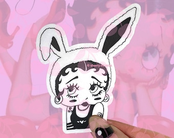 Goth Betty Boop Sticker, y2k Cartoon Laptop Decal, Phone Case Sticker, Aesthetic Stationary, Gift for Her