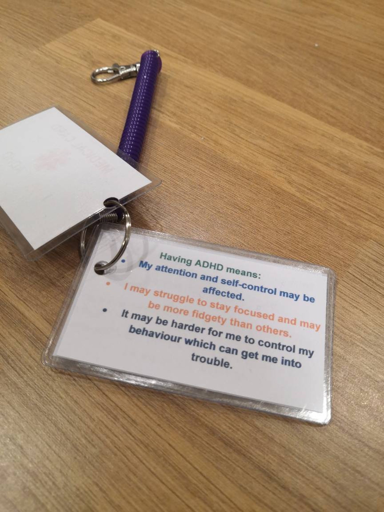 Personalised ADHD Medical Card Etsy