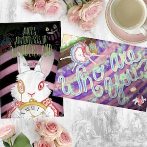 Alice Adventures in Wonderland Decor Tea Towel Gifts | White Rabbit Alice Mad Hatter Cheshire Cat Book Gifts | Wonderland Tarot Alter Cloth