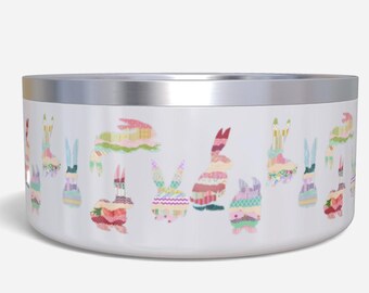 Birthday Bunny Rabbit Stainless Steel Water Food Pet Bowl | Personalized Custom Pet Bowl | Cute Bunny Room Decor | Gift for Pet Bunny Rabbit