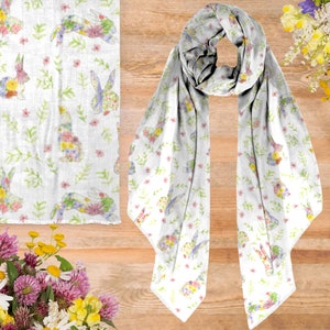 Bunny Silk Scarf, Square Silk Scarves With Bunnies, Rabbit