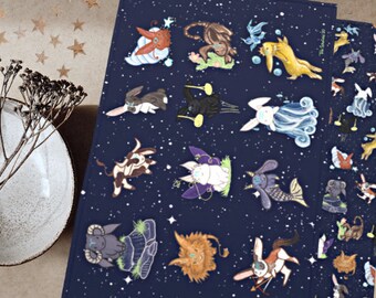 Sternzeichen Hase Hase Geschirrtuch hängend | Hase Hase Liebhaber Geschenke | Witchcore Wald dekor | Hase Hase Bekannte Hexe Mama Geschenke