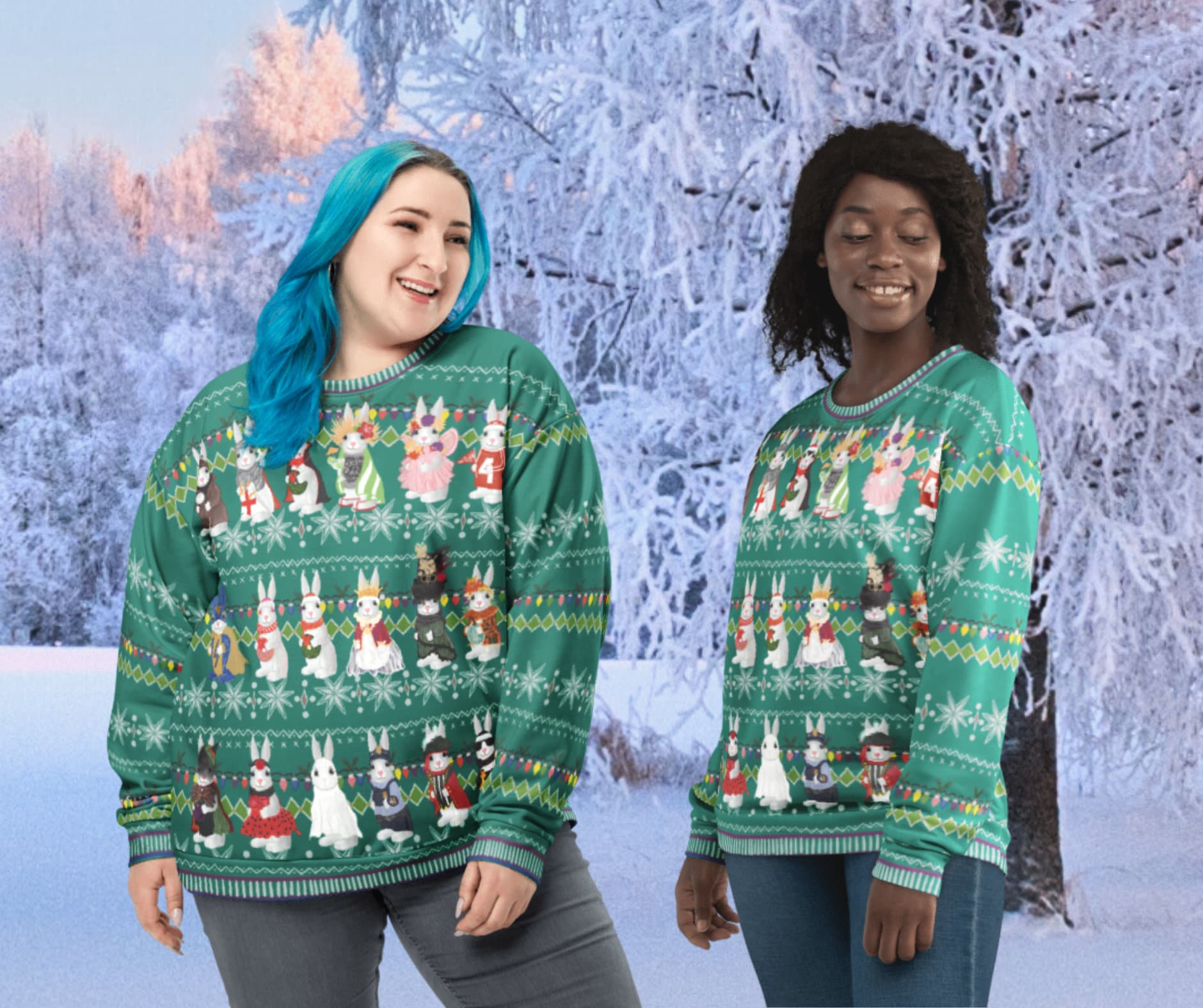 HD Bunny Rabbit Ugly Christmas Sweater bunny Rabbit Unisex Sweatshirt