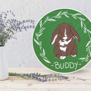 Custom Illustrated Wooden Bunny Rabbit Art Portrait Name Sign | Bunny Rabbit Nursery Room Wall Art Hanging Decor | Custom Bunny Rabbit Gifts