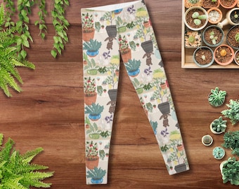 Jugend Garten botanische Pflanzen Leggings | Kaninchen-Liebhaber-Geschenk für Kinder | Frühling Osterhase Sportlich Leggings Mädchen Bekleidung